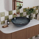 Above Counter Basin Round Bathroom Tempered Glass Antique Vintage Wash Art Basin 420x420x145mm - Multi Color