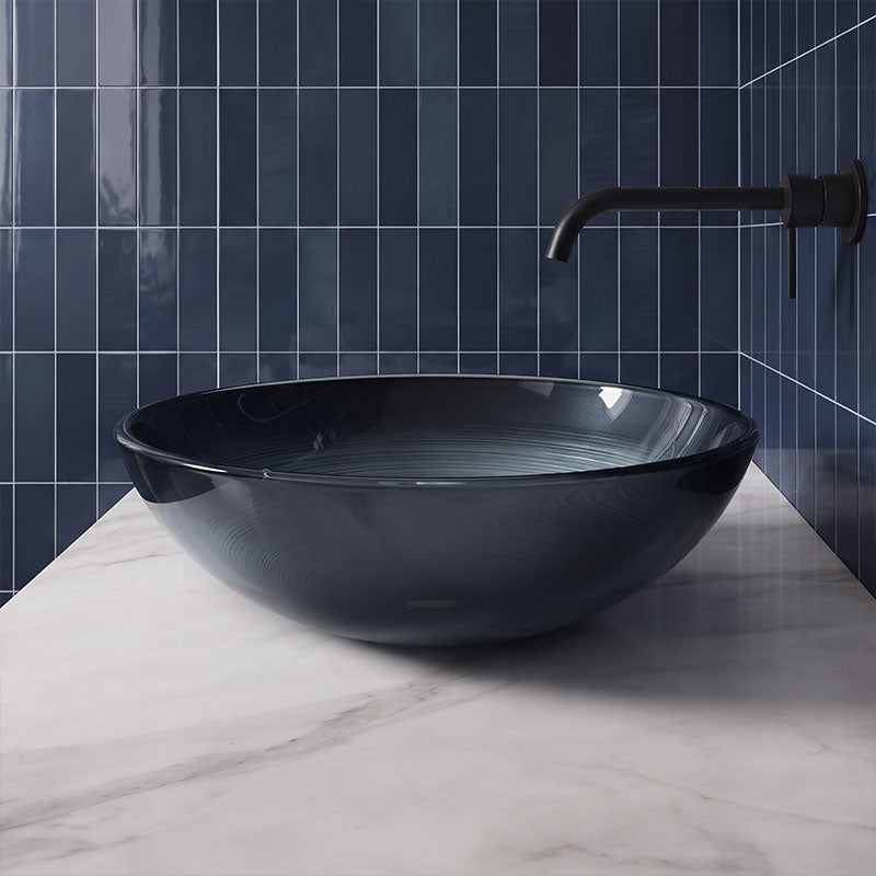 Above Counter Basin Round Bathroom Tempered Glass Antique Vintage Wash Art Basin 420x420x145mm - Multi Color