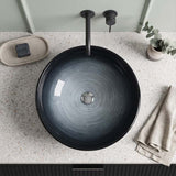 Above Counter Basin Round Bathroom Tempered Glass Antique Vintage Wash Art Basin 420x420x145mm - Multi Color