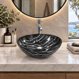Above Counter Tempered Glass Art Basin Round Bathroom Antique Vintage Wash Basin 420x420x145mm