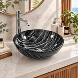 Above Counter Tempered Glass Art Basin Round Bathroom Antique Vintage Wash Basin 420x420x145mm