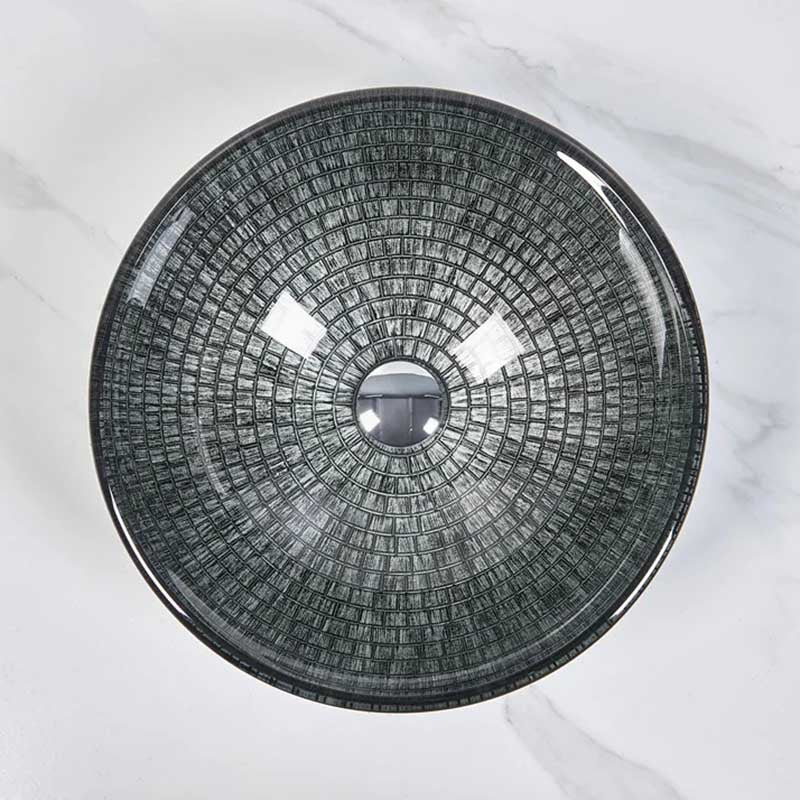 Above Counter Tempered Glass Basin Round Bathroom Antique Vintage Wash Art Basin 420x420x145mm