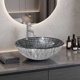 Above Counter Tempered Glass Basin Round Bathroom Antique Vintage Wash Art Basin 420x420x145mm