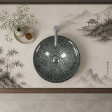Above Counter Tempered Glass Basin Round Bathroom Antique Vintage Wash Art Basin 420x420x145mm