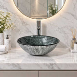 Above Counter Tempered Glass Basin Round Bathroom Antique Vintage Wash Art Basin 420x420x145mm
