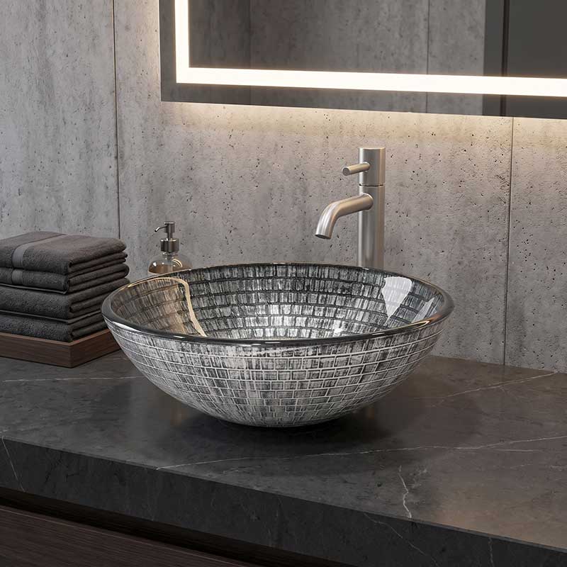 Above Counter Tempered Glass Basin Round Bathroom Antique Vintage Wash Art Basin 420x420x145mm