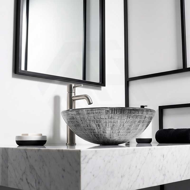 Above Counter Tempered Glass Basin Round Bathroom Antique Vintage Wash Art Basin 420x420x145mm
