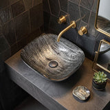 Above Counter Tempered Glass Art Basin Square Bathroom Antique Vintage Wash Basin 420x420x145mm