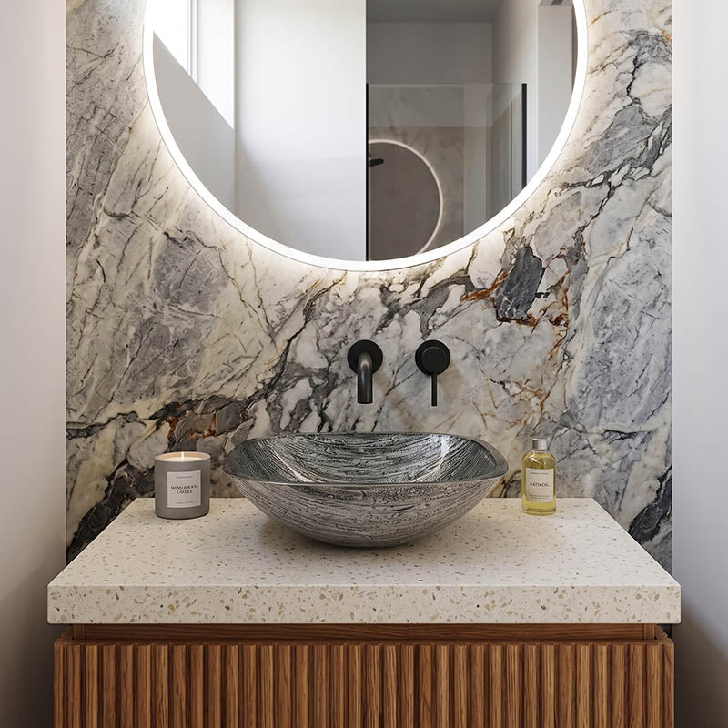 Above Counter Tempered Glass Art Basin Square Bathroom Antique Vintage Wash Basin 420x420x145mm