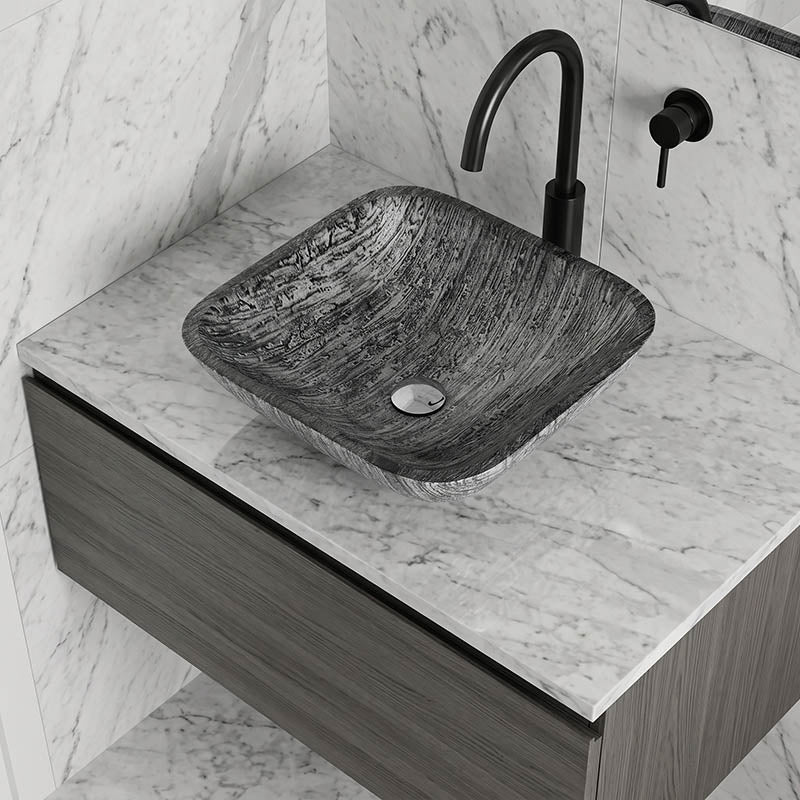 Above Counter Tempered Glass Art Basin Square Bathroom Antique Vintage Wash Basin 420x420x145mm