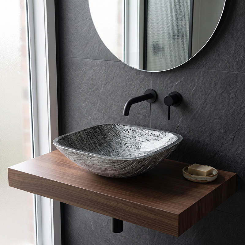 Above Counter Tempered Glass Art Basin Square Bathroom Antique Vintage Wash Basin 420x420x145mm