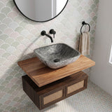 Above Counter Tempered Glass Art Basin Square Bathroom Antique Vintage Wash Basin 420x420x145mm