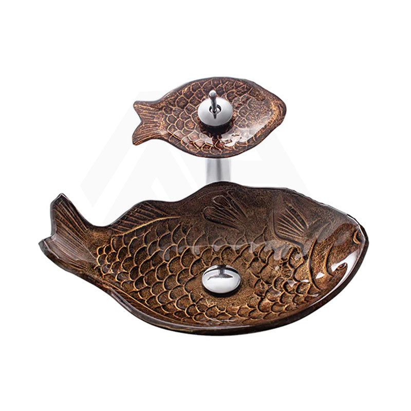 Special Fish Shape Above Counter Glass Art Basin Antique Vintage Wash Basin 450x350x170mm