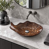 Special Fish Shape Above Counter Glass Art Basin Antique Vintage Wash Basin 450x350x170mm