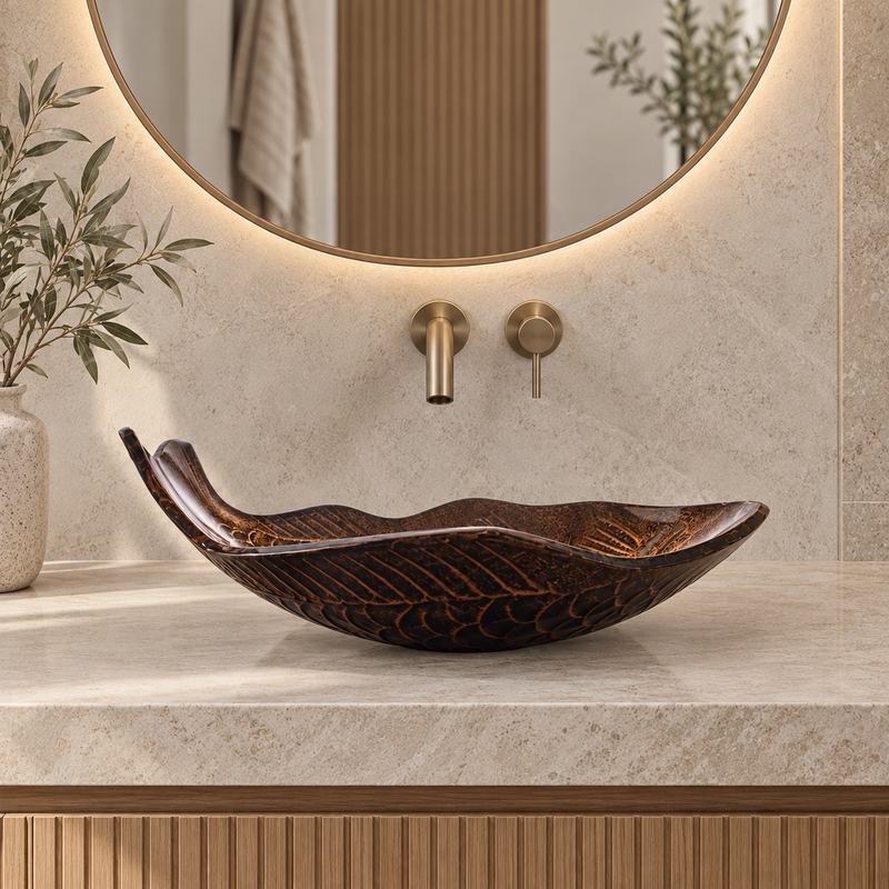 Special Fish Shape Above Counter Glass Art Basin Antique Vintage Wash Basin 450x350x170mm