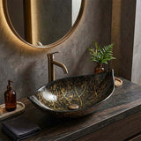 Above Counter Glass Art Basin Special Leaf Shape Bathroom Antique Vintage Wash Basin 590x380x145mm - Special Color