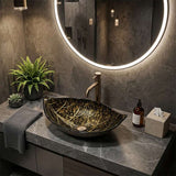 Above Counter Glass Art Basin Special Leaf Shape Bathroom Antique Vintage Wash Basin 590x380x145mm - Special Color