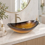Above Counter Tempered Glass Basin Oval Bathroom Antique Vintage Wash Art Basin 545x370x155mm