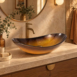 Above Counter Tempered Glass Basin Oval Bathroom Antique Vintage Wash Art Basin 545x370x155mm