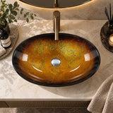 Above Counter Tempered Glass Basin Oval Bathroom Antique Vintage Wash Art Basin 545x370x155mm