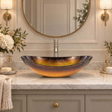 Above Counter Tempered Glass Basin Oval Bathroom Antique Vintage Wash Art Basin 545x370x155mm