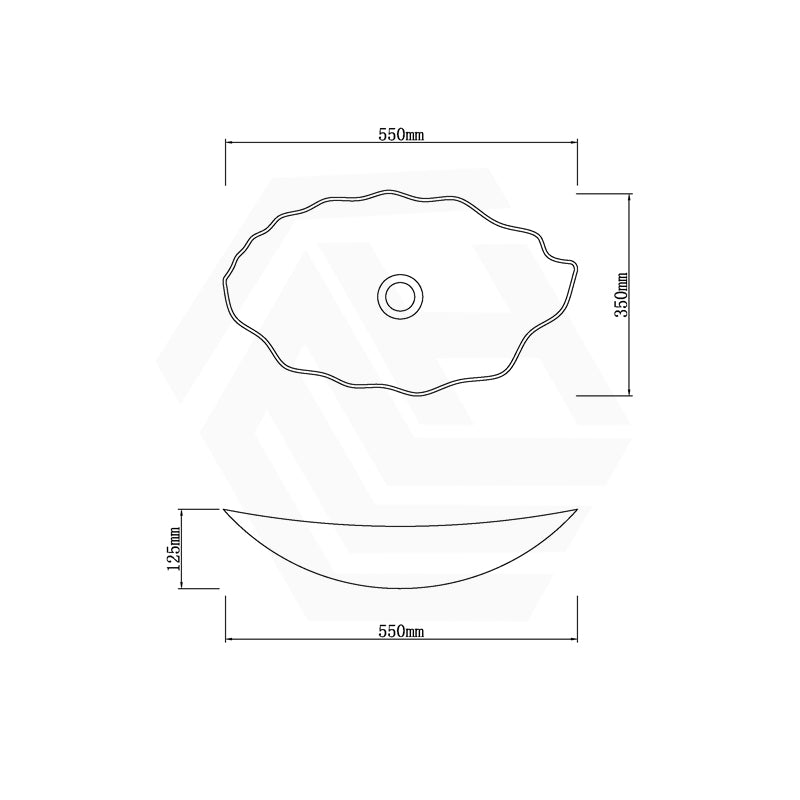 550x350x125mm Above Counter Glass Art Basin Special Leaf Shape Bathroom Antique Vintage Wash Basin