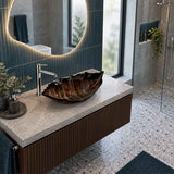 Infinity Leaf Shape Antique Vintage Tempered Glass Above Counter Basin NO Overflow 550x350x125mm - Multi Colour