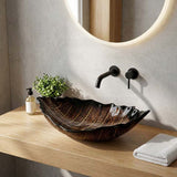 Infinity Leaf Shape Antique Vintage Tempered Glass Above Counter Basin NO Overflow 550x350x125mm - Multi Colour