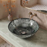 Above Counter Basin Round Bathroom Tempered Glass Antique Vintage Wash Art Basin 450x450x145mm - Multi Color