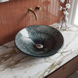 Above Counter Basin Round Bathroom Tempered Glass Antique Vintage Wash Art Basin 450x450x145mm - Multi Color