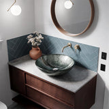 Above Counter Basin Round Bathroom Tempered Glass Antique Vintage Wash Art Basin 450x450x145mm - Multi Color