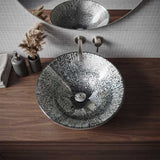 Above Counter Basin Round Bathroom Tempered Glass Antique Vintage Wash Art Basin 450x450x145mm - Multi Color