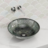 450X450X145Mm Above Counter Basin Round Bathroom Tempered Glass Antique Vintage Wash Art