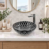 Above Counter Tempered Glass Art Basin Round Antique Vintage Bathroom Wash Basin 420x420x145mm