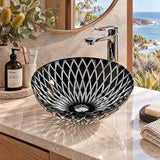 Above Counter Tempered Glass Art Basin Round Antique Vintage Bathroom Wash Basin 420x420x145mm