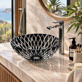Above Counter Tempered Glass Art Basin Round Antique Vintage Bathroom Wash Basin 420x420x145mm