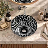 Above Counter Tempered Glass Art Basin Round Antique Vintage Bathroom Wash Basin 420x420x145mm