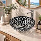 Above Counter Tempered Glass Art Basin Round Antique Vintage Bathroom Wash Basin 420x420x145mm