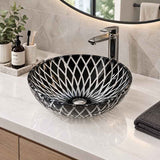 Above Counter Tempered Glass Art Basin Round Antique Vintage Bathroom Wash Basin 420x420x145mm