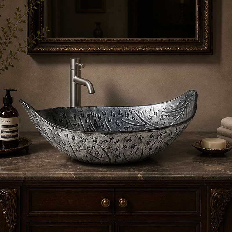 Above Counter Glass Art Basin Special Shape Bathroom Antique Vintage Wash Basin 590x370x140mm