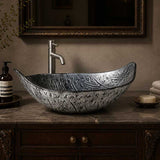 Above Counter Glass Art Basin Special Shape Bathroom Antique Vintage Wash Basin 590x370x140mm