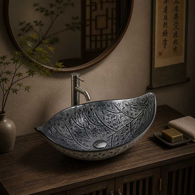 Above Counter Glass Art Basin Special Shape Bathroom Antique Vintage Wash Basin 590x370x140mm