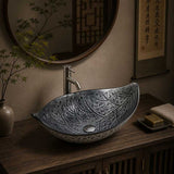 Above Counter Glass Art Basin Special Shape Bathroom Antique Vintage Wash Basin 590x370x140mm