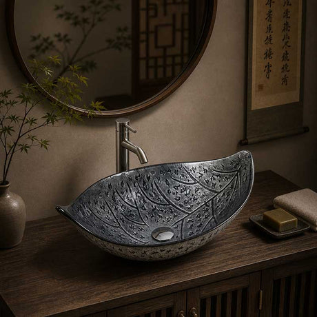 Above Counter Glass Art Basin Special Shape Bathroom Antique Vintage Wash Basin 590x370x140mm