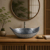 Above Counter Glass Art Basin Special Shape Bathroom Antique Vintage Wash Basin 590x370x140mm