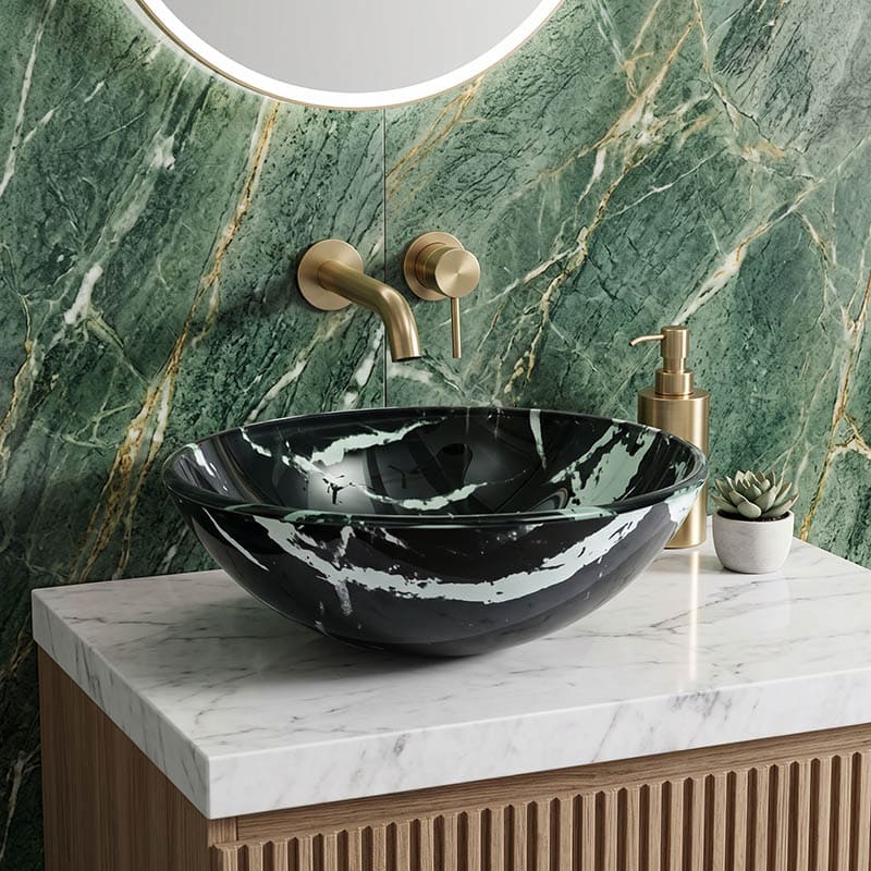 Tempered Glass Art Basin Round Above Counter 420x420x145mm