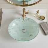 Oval Tempered Double Layer Glass Above Counter Basin 480x390x140mm - Green Marble Pattern