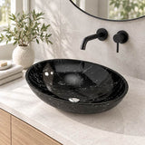 Double Layer Glass Oval Basin 480x390x140mm - Multi Colour