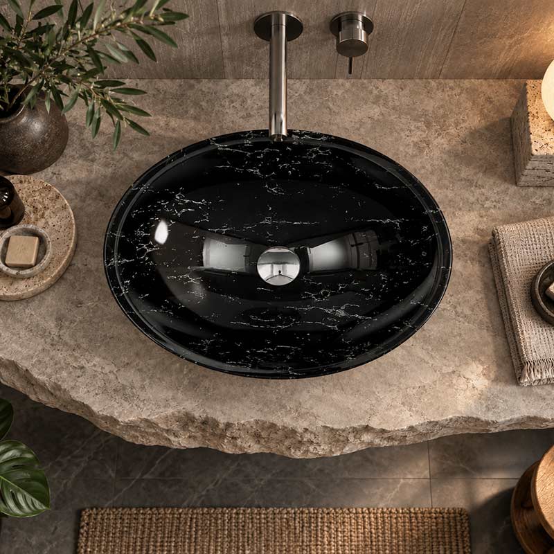 Double Layer Glass Oval Basin 480x390x140mm - Multi Colour