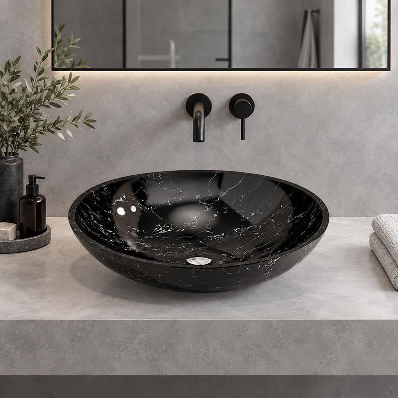 Double Layer Glass Oval Basin 480x390x140mm - Multi Colour